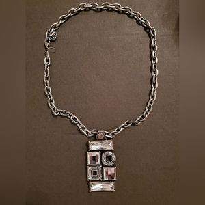 NWOT Women's MYKA Crystal & Silver Metal Pendant Necklace